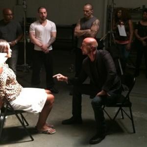 On set rehearsals for No more Mr Nice Guy with Luke Goss LisaRaye McCoy Cary Mark and Director Trey Haley