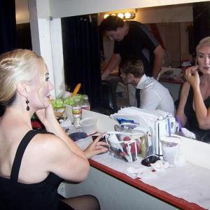 Play dressing room still of Andrea Anderson, as The Socialite in The Waiting Room, Underground Theater