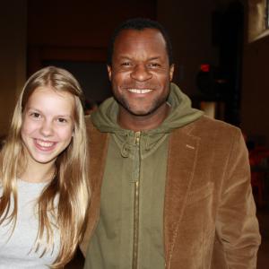Vesta Tuckute with Director Geoffrey Fletcher on set of Violet and Daisy