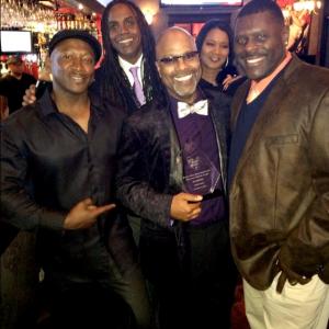 Celebrating with Peter Wise after winning the Spirit award @ the 2013 NAACP Theater award. Peter Wise, David Terrell,Joe Torry,Don Fullilove,Gwen ran'Cher.
