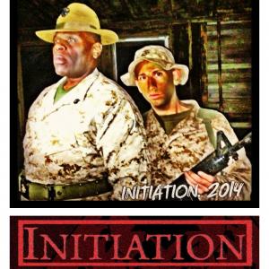 David Terrell as Staff Sgt. Raynor and Evan Schwartz as Evans on the set of Initiation.