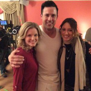 Tara DiPetrillo with Chelsey Crisp & Phiiilip Boyd on the set of Jesse and Naomi.