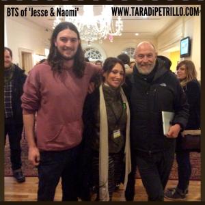 Tara DiPetrillo with Angus Bernsen & Corbin Bernsen on the set of Jesse and Naomi.
