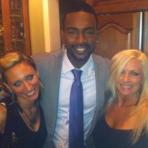 Tara DiPetrillo with actor/comedian Bill Bellamy and Shanon Slingerland (hair) on the set of Sleeping Around.