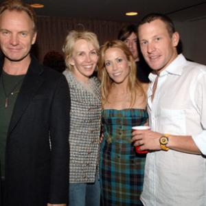 Sting Sheryl Crow Lance Armstrong and Trudie Styler