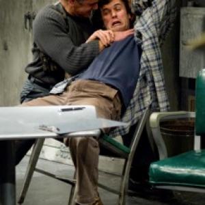 Steve Kidd and Tony Estrella in The Pillowman fight choreography by Normand Beauregard Gamm Theatre