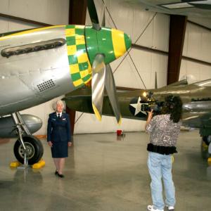 Interviewing Vi at the Yanks Air Museum for Wings of Silver The Vi Cowden Story They had 8 of the 19 different planes that Vi Flew