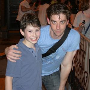 David and Christian Borle after David's Broadway debut in Mary Poppins