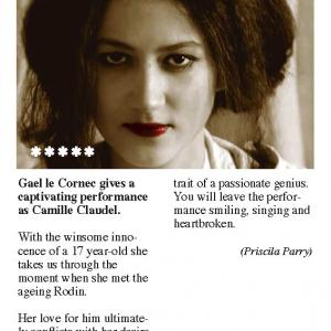 5 star review for Gaelle Cornecs one woman show Camille Claudel at the Edinburgh Festival 2012