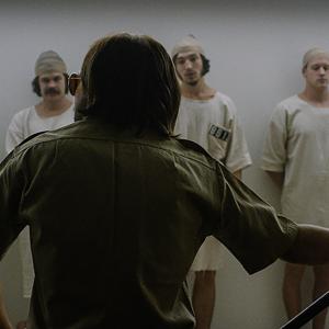 Still of Michael Angarano, Chris Sheffield, Brett Davern, Johnny Simmons, Logan Miller, Ezra Miller, Tye Sheridan and Jack Kilmer in The Stanford Prison Experiment (2015)