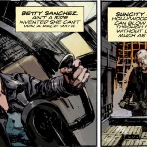 Likeness of Helen Darras as character Betty Sanchez in Dark Horse Comics Graphic Novel Exile To Babylon The likeness of Helen Darras is used TWICE in this Dark Horse Comics novel as Betty Sanchez  the Replicant Assassin Artemis!