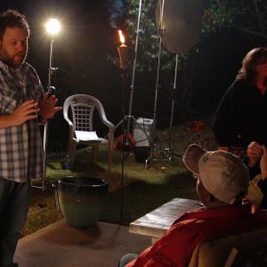 On the set of Running working through a scene with our two lead actors