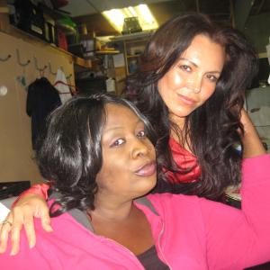 Sandra Santiago with Comedian Kashuna Perfected at the LE TRES STAGE Theatre at the dressing room of Reservoir Bitches show in Hollywood California httpwwwsandrasantiagocom httpswwwfacebookcomSandraSantiagopage?refhl