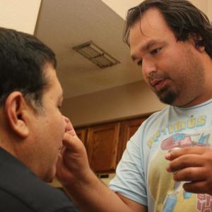 On set of El Cucuy doing make-up effects.