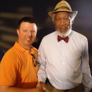 Shawn Copenhaver and Morgan Freeman on the Set of Dolphin Tale