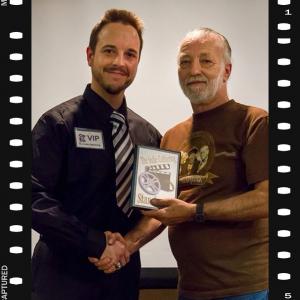 Accepting 3rd place Award for Best Horror Feature on Behalf of Crybaby Bridge at The International Indie Gathering of Ohio