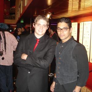 Client Jonny Espinoza with actor Wilmer Valderama at the screening of feature film 'DAYS OF WRATH