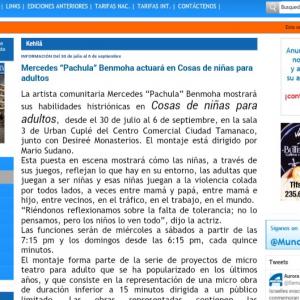 Article for Theater Play Cosas de nias para adultos Nuevo Mundo Israelita newspaper