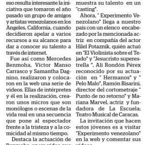 Newspaper Diario 2001 Project Experimento venezolano