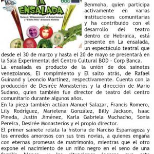 Newspaper Nuevo Mundo Israelita Interview for Theater Play La Ensalada year 2012
