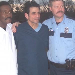 James Paul as a Hospital Orderly on the set of the movie ROOK with actor Scott Yarnell and coworker