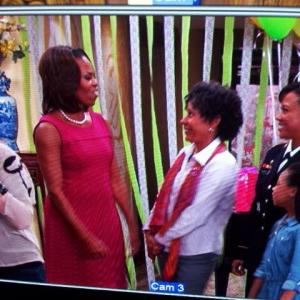 As Sergeant Harris with Michelle Obama on Disneys  Jessie