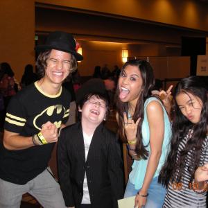 Me clowning around with cast mates from Nickelodeons Bucket  Skinners Epic Adventures Dillon Lane Ashley Argota and Tiffany Espensen