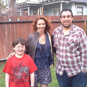 Matthew Wayne, on set of Indie Feature Film: Revolution, with onscreen mom, actress: Challen Cates and director: Michael Cruz. February, 2011.