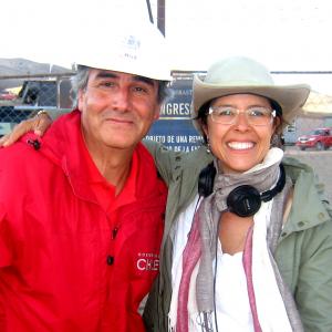 Director Patricia Riggen and Luis Vitalino Grandn on the set of The 33 2014