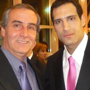 Luis Vitalino Grandón with actor Marko Zaror in MANDRILL premiere, 2010