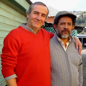 Luis Vitalino Grandón with the great chilean actor Luis Dubó on set shooting 