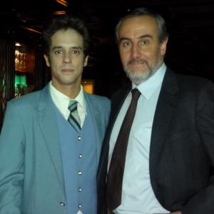 Luis Vitalino Grandón on set with actor Matias Oviedo