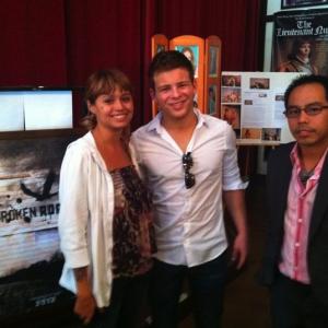 Rey Rodis and friend Noel with actor Jonathan Lipnicki at the Broken Roads table reading - 6/5/2011