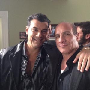 John Bianco and Paul Ben Victor on the set of Friends and Romans