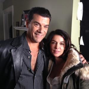 John Bianco and Annabella Sciorra on the set of Friends and Romans