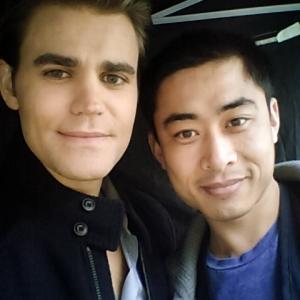 William Ngo and Paul Wesley on the set of The Vampire Diaries