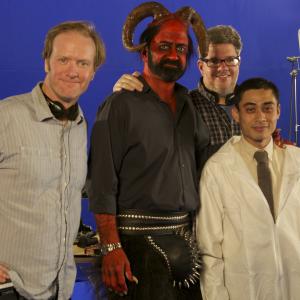 Dave Willis, Matt Servitto, Chris Casper Kelly, and William Ngo on the set of Adult Swim's Your Pretty Face is Going to Hell