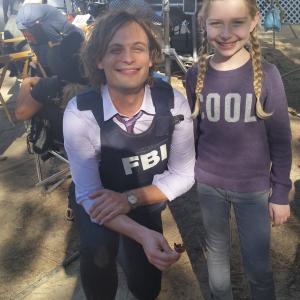 (from right) Angel Ganiere and Matthew Gray Gubler on the set of CBS'Criminal Minds