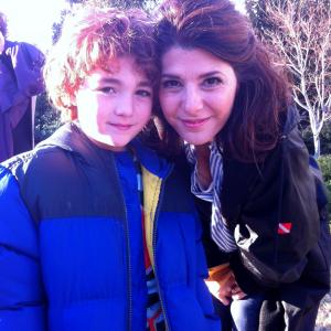 Luke Donaldson and Marisa Tomei from the set of Parental Guidance