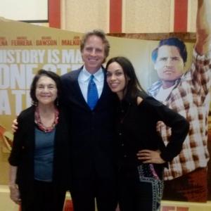 Jack Holmes and Rosario Dawson with Dolores Huerta at the Bakersfield CA premiere of Cesar Chavez