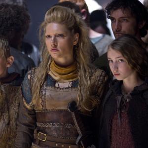 Still of Katheryn Winnick, George Blagden, Nathan O'Toole and Ruby O'Leary in Vikings (2013)