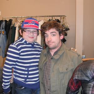 Matthew on location with Uncle Ned in the green room between takes VisaNFL Comm