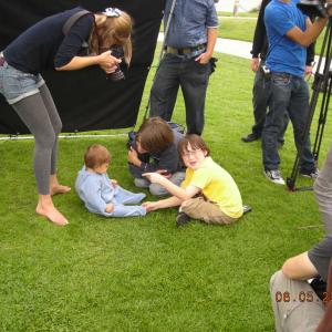 Matthew Wayne clowns around with baby Wurm on the set of the short film WURM between takes June 2010