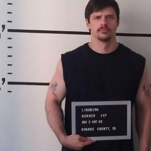 Production photo from The Perfect Murder as convicted killer, Gunner Jay Lindberg