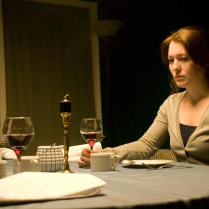 Meagan Lee Farrell working on the set of Dinner at Desmond's (2012)