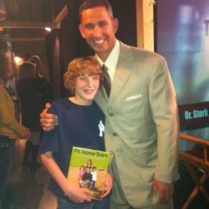 Justin Hall and Jorge Posada on the set of The Doctors