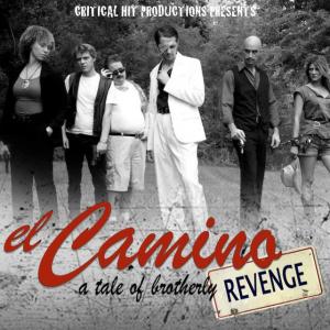 Nathaniel Grauwelman as El Camino in a cast poster for El Camino A Tale of Brotherly Revenge by Critical Hit Productions Also featured in the poster from left to right Sharita Bone Graydon Stroud Justin Frechette Michael Peake and Victo