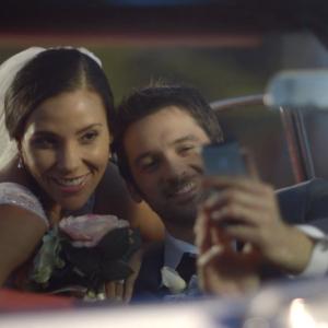 Nathaniel Grauwelman with Jessica Nicol Jackson in a still for Fifth Third Bank mobile banking web spot