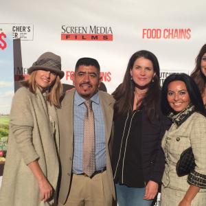 Lisa Leyva, Julia Ormond with Lucas Benitez at the premiere of the documentary Food Chains.