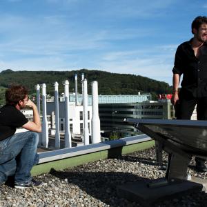 Luis Ventura and Alex Rendall on the set of A Confident Man 2012 overlooking Baden CH